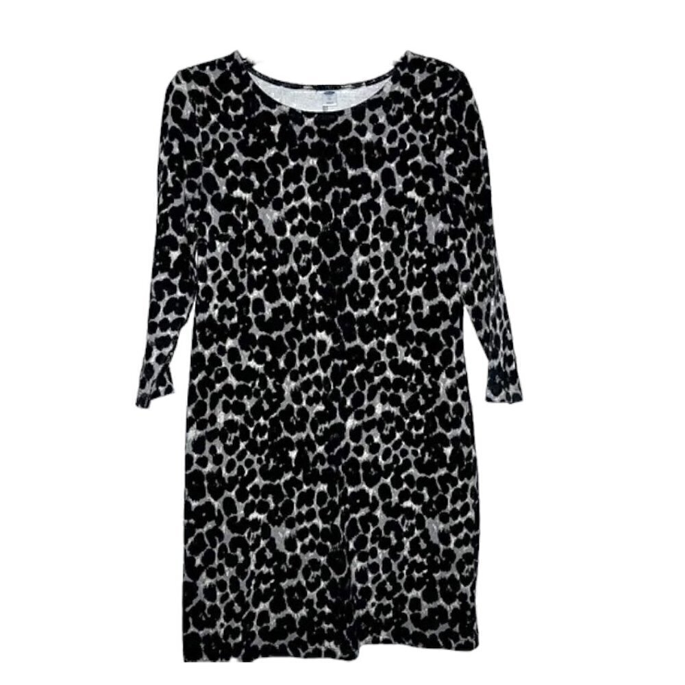 Leopard Black and White Print Old Navy Dress Size XS with 3/4 sleeves
